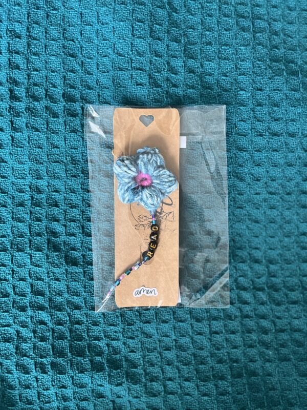 Crochet READ flower bookmark