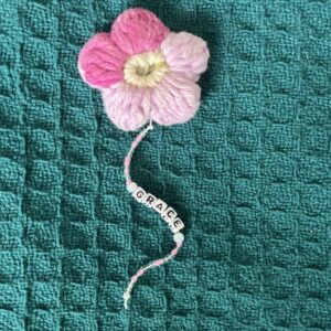 Pinky Crochet flower bookmark