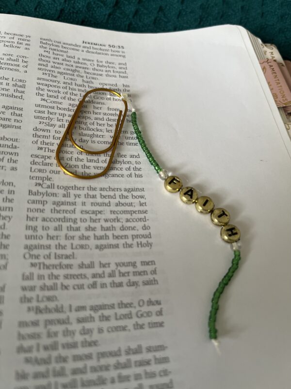 Beaded Paperclip Bookmark Faith 2